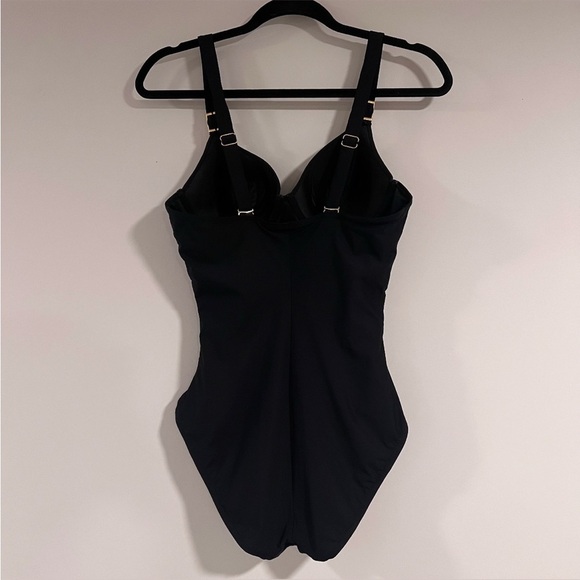 SPANX Black Let's Go Slimming Riveting Ruched One Piece Swimsuit Size 10 B/C - Picture 8 of 12